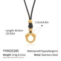 Detail view of irregular stainless steel pendant necklace with 60cm black leather rope - Double Beast Head Ring Style (YYN025280)