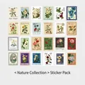 Set di 48 adesivi per francobolli botanici retrò con disegni di fiori vintage DIY - Collezione naturale (48 Pezzi)