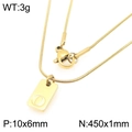 Gouden roestvrijstalen ketting met rechthoekige hanger, letter O gegraveerd en slangketting - Gouden Letter O (KN293441-Z)