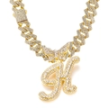 Gouden Cubaanse ketting met strassteentjes vlinder en letter K hanger luxe - Alleen hanger / Gouden letter K