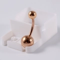 Détail de piercing de nombril en acier inoxydable or rose avec design à double bille - 1.6x10mm / Style Or Rose (2#)