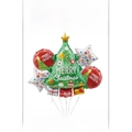 5-piece Christmas balloon set with festive tree, stars, and red holiday ornaments - Gift Box Christmas Tree Set