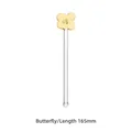 Handmade 165mm clear glass coffee stirrer featuring a creative yellow butterfly design - Gold Butterfly