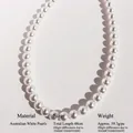 Classic 48cm Australian white pearl necklace with glossy finish and silver buckle - 10mm