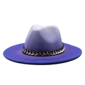 Detail of purple gradient wool felt fedora with decorative metal chain accent - M (56-58cm) / Sapphire Blue
