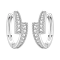 Boucles d'oreilles créoles en argent 925 avec design croisé et pierres zircons - Boucles d'Oreilles Interaction Brillantes 4164