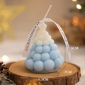 Blue and white gradient Christmas tree scented candle with ribbon, height 8cm - Small / Blue