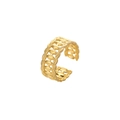 Detail of gold plated open ring featuring a vintage woven texture and hollow mesh design - Gold Vintage Woven