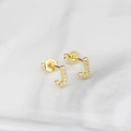 Elegant gold-plated stud earring featuring a capital letter J with cubic zirconia pavé - Letter J