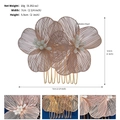 Dettaglio del pettine per capelli da sposa floreale con perle, largo 7 cm e peso 10 g - Oro (HS-J6708G)