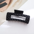 Matte black large rectangular hair claw clip with classic quilted diamond pattern - 10.5cm Black Quilted