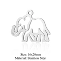 Elephant-shaped stainless steel jewelry pendant in silver finish measuring 16x20mm - Silver Hollow Elephant (5Pcs/Pack)