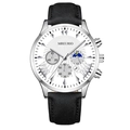 Orologio al quarzo da uomo con cassa argento, quadrante bianco e cinturino nero - Quadrante Bianco Lancette Argentate Cassa Argento
