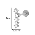 Silver labret stud with heart and zircon bow design, measuring 1.04cm by 0.32cm - Zirconia Heart Style (0190-1#) / Silver