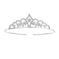 Serre-tête couronne de princesse argentée pour filles avec strass papillon brillants - Couronne d'argent à grappes de fleurs de style papillon (No. 3)