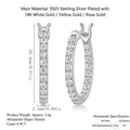 Elegant S925 silver hoop earrings with double-row moissanite and 18K gold plating - Silver/E12978