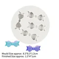 White silicone bow mold with 5 cavities for DIY fondant cake decor and chocolate making - Style 1 / Gray