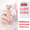 Pink jelly press-on nails set with 3D teddy bear and bow designs for women - F785-20 Pink Clear Bow Decoration