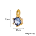 Detail of round light blue zircon pendant with gold claw setting and 0.9cm size mark - March (Sky Blue)