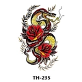 Waterproof temporary tattoo sticker featuring snake and rose design in model TH-235 - Th-235 / 210*148mm