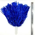 Blue cheerleading pom pom with white handle and 30cm reflective plastic metallic streamers - Straight Shank 20g Blue (general Density Suitable For Kindergarten And Primary School Students).