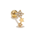 Delicate gold-plated star helix piercing studs with micro-pave cubic zirconia accents - Vertical Triple Stars