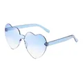 Trendy heart-shaped rimless sunglasses featuring blue gradient lenses and transparent temples - Double Blue