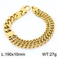 Men's gold double-link cuban chain bracelet 190mm in polished stainless steel - Gold (KB166878-KFC)
