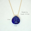Deep blue lapis lazuli water drop pendant on a minimalist golden chain necklace - Lapis Lazuli