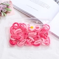 High-elastic hair tie set in a clear zipper bag with vibrant pink gradient colors - 50Pcs/Bag / Pink Series
