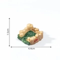 Miniature resin tree stump fence figurine with red mushrooms and green grass lawn, 4.4cm wide - Stump Grass Patch