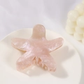 Pinza per capelli a stella marina rosa pallido con finitura perlata e glitter fini - Rosa Pesca (C17-3-2)