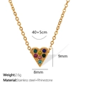 Stainless steel heart pendant necklace with colorful rhinestones and size indicators - Colorful Rhinestone Heart Style (XL215)