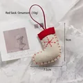 Handmade Christmas stocking felt ornament in white and red with snowflake embroidery - Red Christmas Stocking
