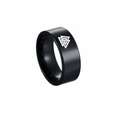 8mm matte black stainless steel men's ring with white Viking Valknut symbol engraving - US 6 / Valknut
