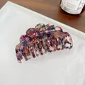 Large acetate hair claw with multicolored marble pattern and wavy cloud design - 8.8cm / Blue and Purple