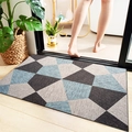Modern geometric absorbent bath mat with blue and grey pattern on wooden floor - Nordic Minimalist Geometric 9