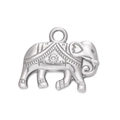 Silver elephant charm pendant in polished metal finish for DIY jewelry making - Steel 542# Elephant / 15*17mm