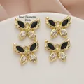 Golden butterfly jewelry pendant with black and clear crystals for DIY bracelets - 757-3# Gold - Black/Clear Zirconia