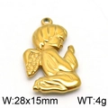Gold-plated little angel pendant in prayer pose, size 28x15mm, 4g titanium steel jewelry - Gold Color Praying Angel Style(KLJ5951-Z)