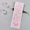 Cute pink laser holographic animal stickers featuring cartoon bears and rabbits - Rabbit Back to School