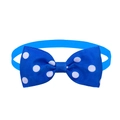 Blue polka dot pet bowtie collar with adjustable strap for dogs and cats - Royal Blue with White Dots