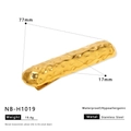 Pasador de pelo de acero inoxidable dorado con acabado martillado, longitud 77mm - Estilo Rectángulo Martillado (NB-H1019)