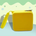 Square yellow silicone coin purse with silver zipper and portable lanyard handle - Bright Yellow