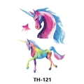 Waterproof temporary tattoo with watercolor unicorn and star designs in model TH-121 - Th-121 / 210*148mm