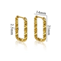 Golden rectangular hammer pattern hoop earrings in stainless steel for women - Diamond Cut Ear Buckle (1840) / Diamond Cut - Gold