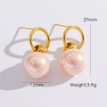Boucles d'oreilles minimalistes en acier doré 14K avec pendentif perle rose de 12mm - Style Perle Rose Or (YTE2403311PK)