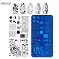 Rectangle nail stamping plate OM-D25 with music and animal motifs for DIY nail art - OM-D25 Music Notes Animal World (OM-D25)