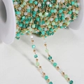 Colorful bohemian crystal square beads and gold copper chain for DIY jewelry making - Green KC Gold (Square Beads)