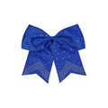 Nœud pour cheveux bleu foncé en ruban gros-grain avec strass brillants et queue d'aronde - Bleu Royal